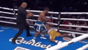 Bị đối thủ 'chơi xấu' đá rớt khỏi sàn đấu, võ sĩ đáp trả bằng đòn knock-out hủy diệt